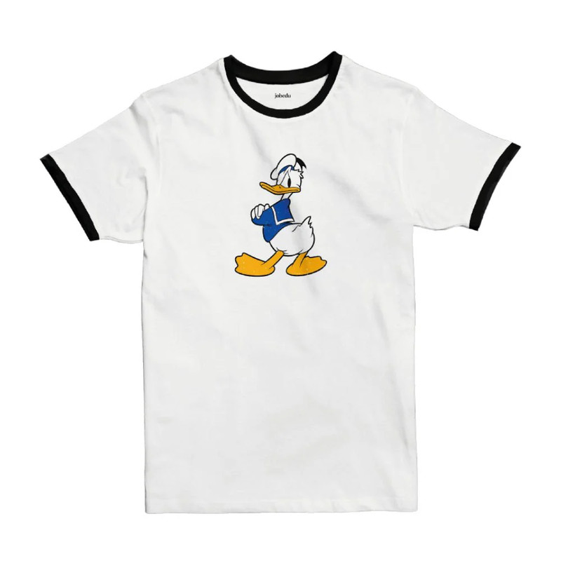 Jobedu Disney Donald Duck T-Shirt - White/Black - تي-شيرت - Size:Small